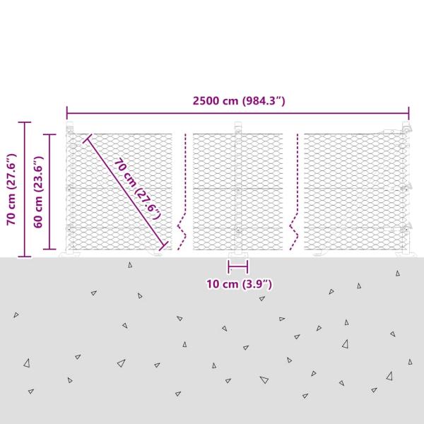 Sechseckzaun mit Betonsockel 25 x 0,6 m Verzinkter Stahl Silber
