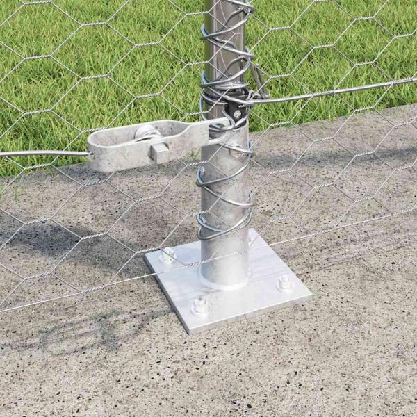 Sechseckzaun mit Betonsockel 25 x 1,5 m Verzinkter Stahl Silber
