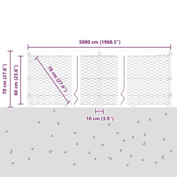 Sechseckzaun mit Betonsockel 50 x 0,6 m Verzinkter Stahl Silber