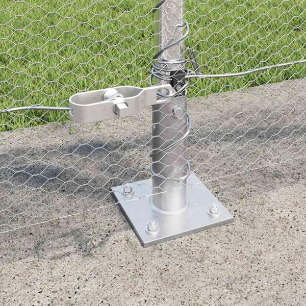 Sechseckzaun mit Betonsockel 50 x 1 m Verzinkter Stahl Silber