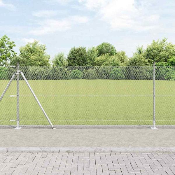 ARDEBO.de - Sechseckzaun mit Betonsockel 100 x 1 m Verzinkter Stahl Silber