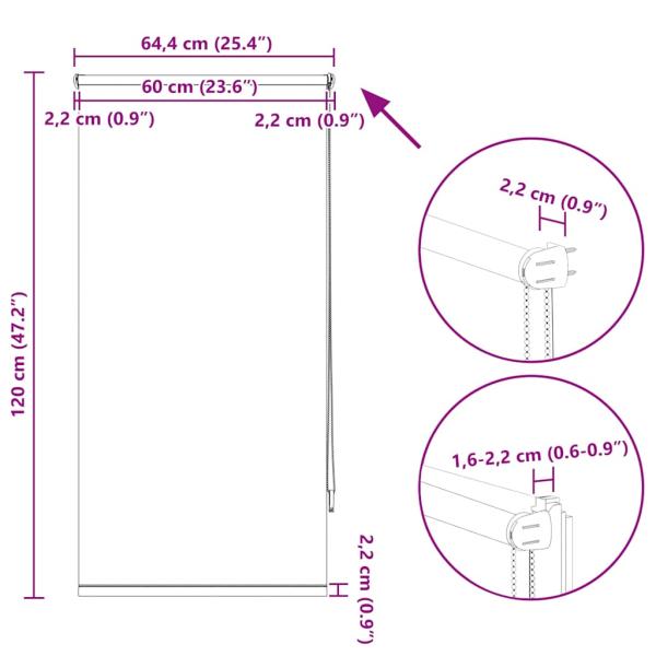 Verdunkelungsrollo 64,4 x 120 cm, Stoffbreite 60 cm, Kaffeebraun