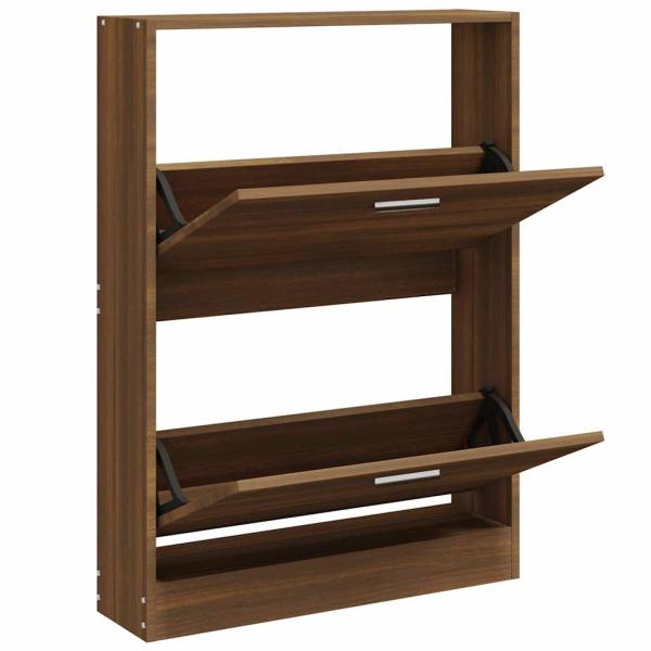 Schuhschrank Braun Eichen-Optik 59x17x81 cm Holzwerkstoff