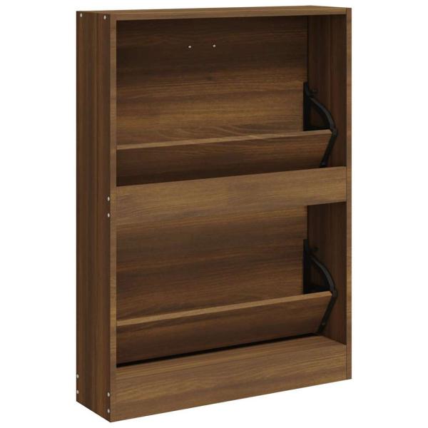 Schuhschrank Braun Eichen-Optik 59x17x81 cm Holzwerkstoff