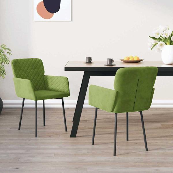 ARDEBO.de - Esszimmerstühle 2 Stk. Hellgrün Samt