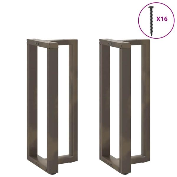 Bartischbeine T-Form 2 Stk. Naturstahl 40x35x(100-101) cm Stahl