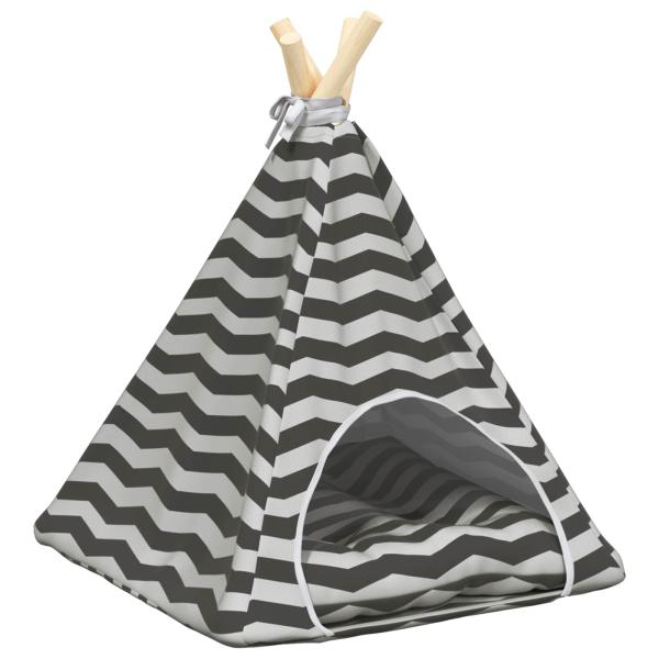 Haustier-Tipi mit Kissen Weiß und Grau 40 x 40 x 50 cm