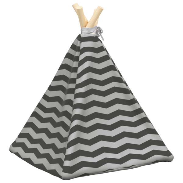 Haustier-Tipi mit Kissen Weiß und Grau 40 x 40 x 50 cm