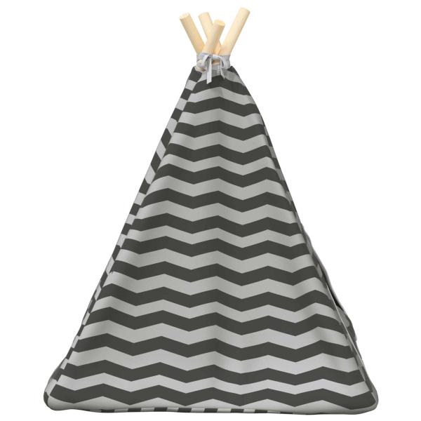 Haustier-Tipi mit Kissen Weiß und Grau 50 x 50 x 60 cm