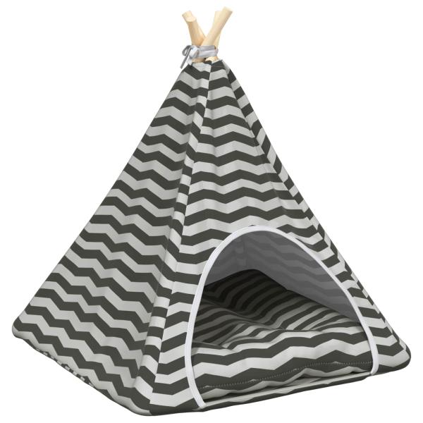 Haustier-Tipi mit Kissen Weiß und Grau 60 x 60 x 70 cm