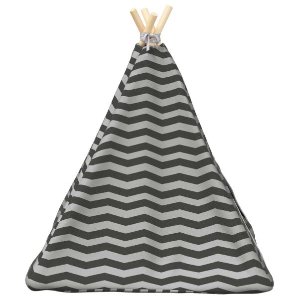 Haustier-Tipi mit Kissen Weiß und Grau 60 x 60 x 70 cm