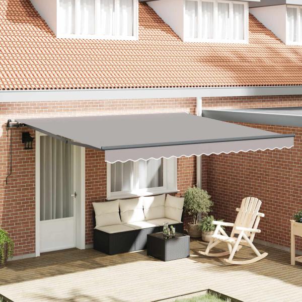 ARDEBO.de - Einziehbare Markise Hellgrau 400 x 350 cm Stoff und Aluminium