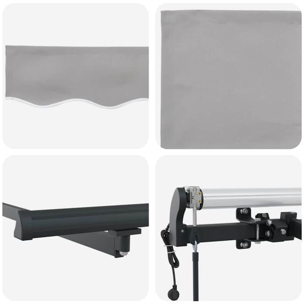 Einziehbare Markise Hellgrau 400 x 350 cm Stoff und Aluminium