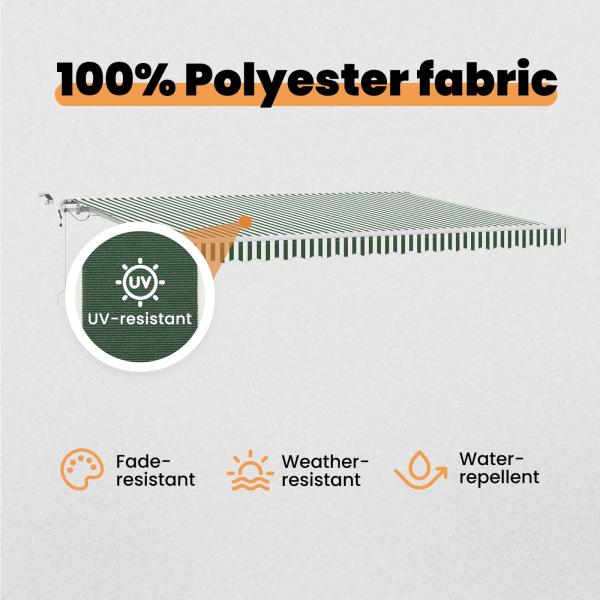 Einziehbare Markise Grün und Weiß 450 x 350 cm