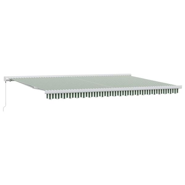 ARDEBO.de - Einziehbare Markise Grün und Weiß 500 x 300 cm Stoff und Metall