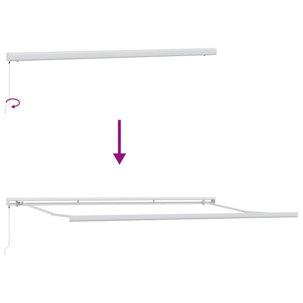 Einziehbare Markise Grün und Weiß 500 x 300 cm Stoff und Metall