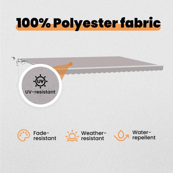 Einziehbare Markise Hellgrau 500 x 350 cm Polyester und Metall