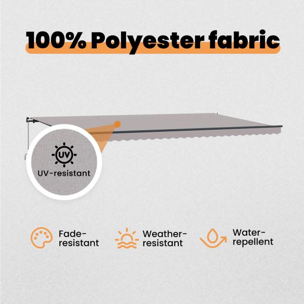 Einziehbare Markise Hellgrau 600 x 300 cm Polyester und Stahl