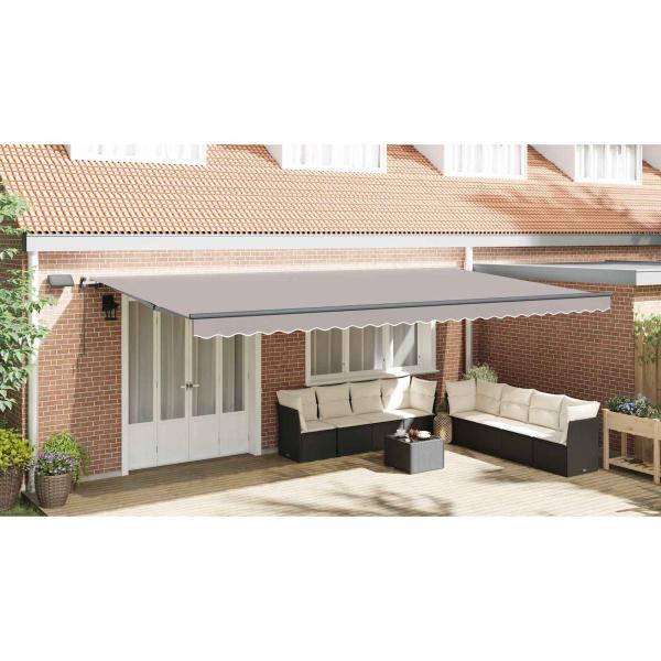 Einziehbare Markise Hellgrau 600 x 300 cm Stoff