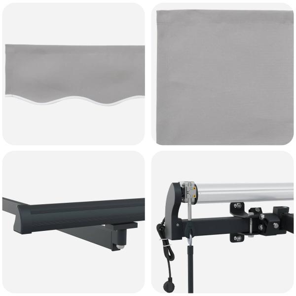 Einziehbare Markise Hellgrau 600 x 300 cm Stoff und Aluminium