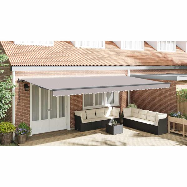 Einziehbare Markise Hellgrau 600 x 300 cm Stoff und Aluminium