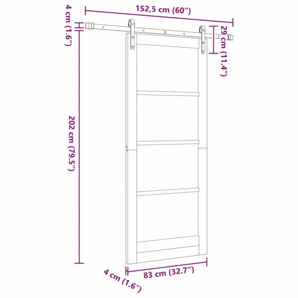 Schiebetür ORKDAL Weiß 83 x 202 cm Massivholz Kiefer und Glas