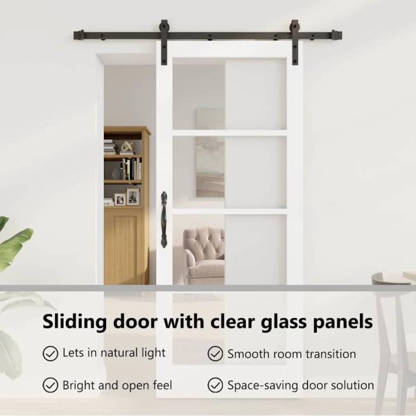 Schiebetür ORKDAL Weiß 83 x 202 cm Massivholz Kiefer und Glas
