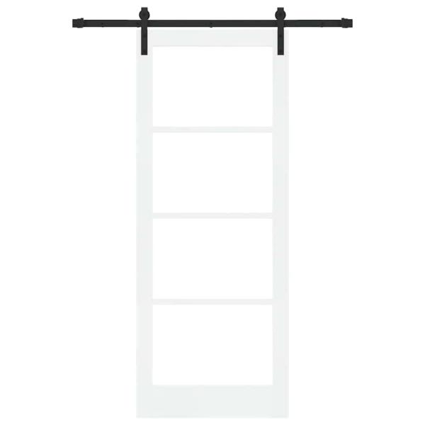 Schiebetür ORKDAL Weiß 83 x 211 cm Massivholz Kiefer und Glas