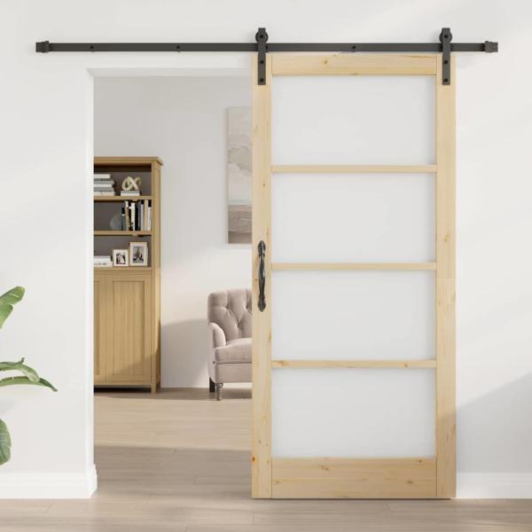 Schiebetür ORKDAL Natur 93 x 202 cm Massivholz Kiefer und Glas