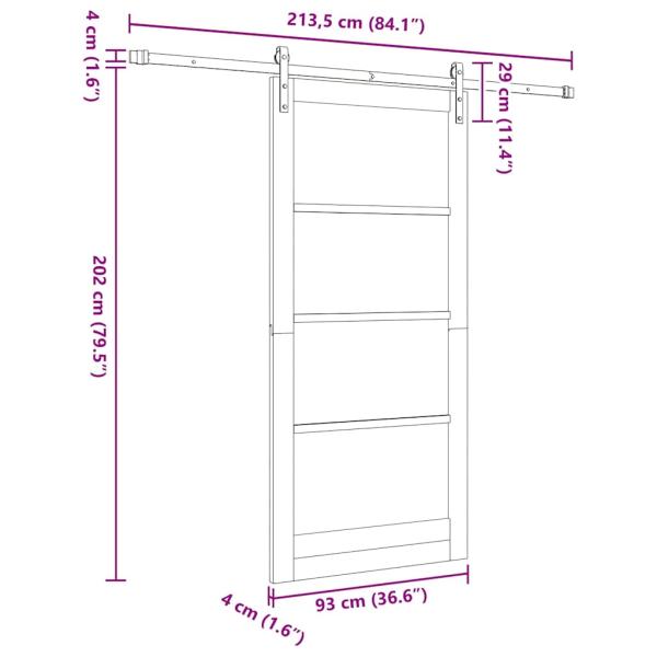 Schiebetür ORKDAL Weiß 93 x 202 cm Massivholz Kiefer und Glas