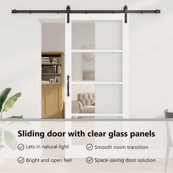 Schiebetür ORKDAL Weiß 93 x 211 cm Massivholz Kiefer und Glas