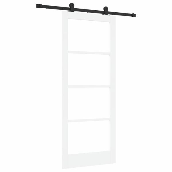 Schiebetür ORKDAL Weiß 83 x 202 cm Massivholz Kiefer und Glas