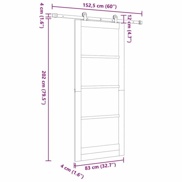 Schiebetür ORKDAL Weiß 83 x 202 cm Massivholz Kiefer und Glas