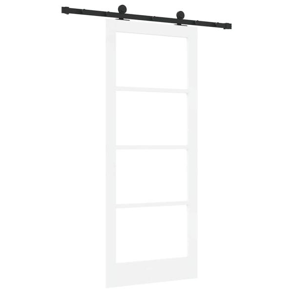 Schiebetür ORKDAL Weiß 83 x 202 cm Massivholz Kiefer und Glas