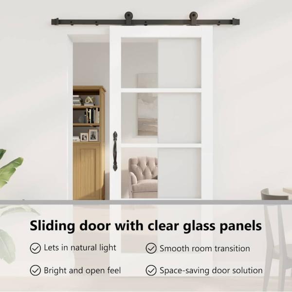 Schiebetür ORKDAL Weiß 83 x 202 cm Massivholz Kiefer und Glas
