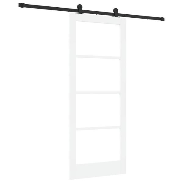 Schiebetür ORKDAL Weiß 83 x 202 cm Massivholz Kiefer und Glas