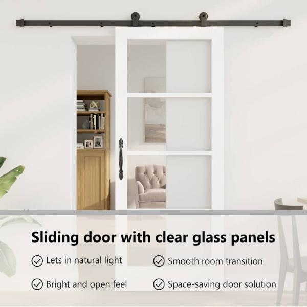 Schiebetür ORKDAL Weiß 83 x 202 cm Massivholz Kiefer und Glas