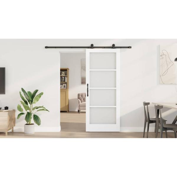 Schiebetür ORKDAL Weiß 83 x 202 cm Massivholz Kiefer und Glas