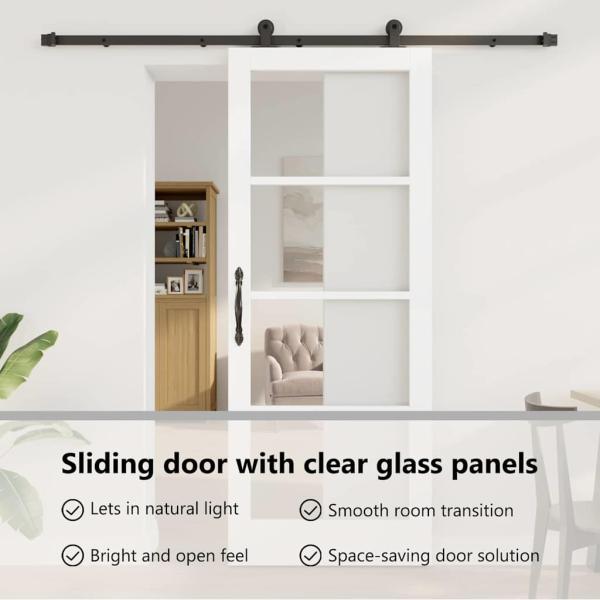 Schiebetür ORKDAL Weiß 83 x 211 cm Massivholz Kiefer und Glas