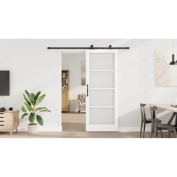 Schiebetür ORKDAL Weiß 83 x 211 cm Massivholz Kiefer und Glas