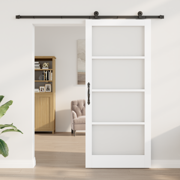 Schiebetür ORKDAL Weiß 93 x 211 cm Massivholz Kiefer und Glas