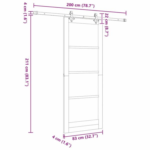 Schiebetür ORKDAL Weiß und Schwarz 83 x 211 cm