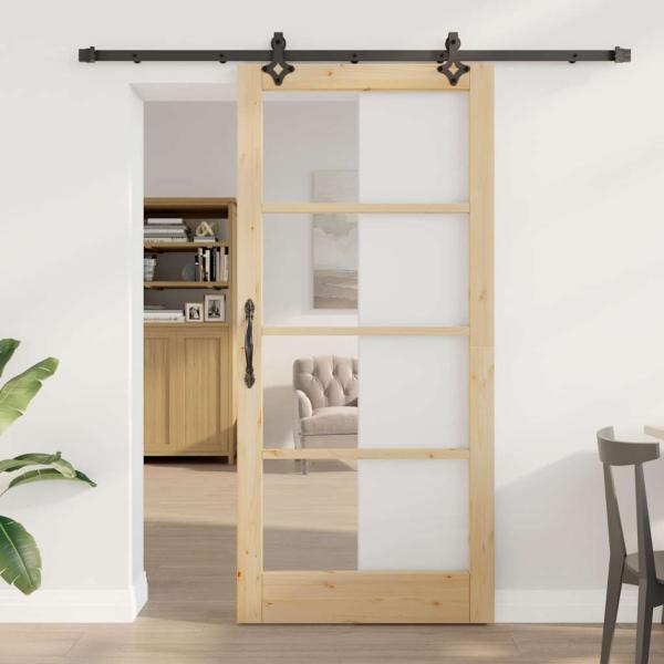 ARDEBO.de - Schiebetür ORKDAL Natürlich und Schwarz 93 x 202 cm
