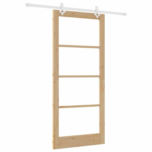 Schiebetür 93 x 211 cm Massivholz Kiefer und Glas Natur