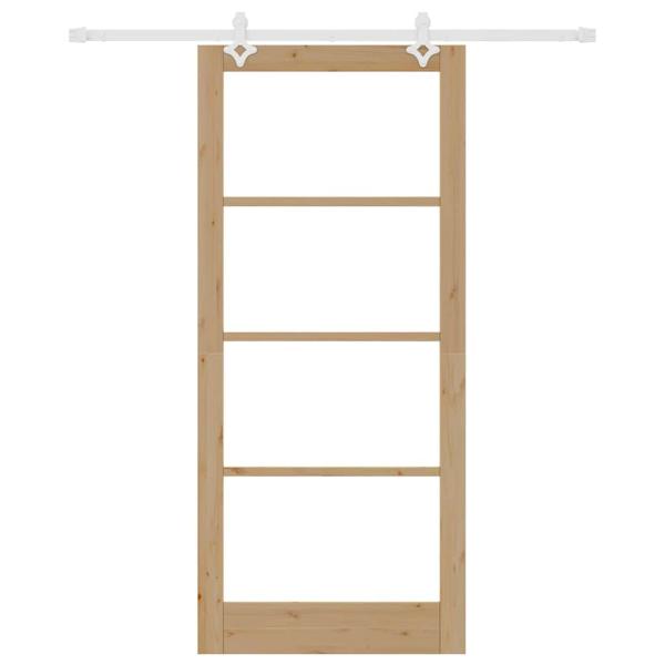 Schiebetür 93 x 211 cm Massivholz Kiefer und Glas Natur