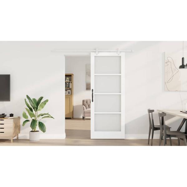 Schiebetür Weiß 83 x 211 cm Massivholz Kiefer und Glas