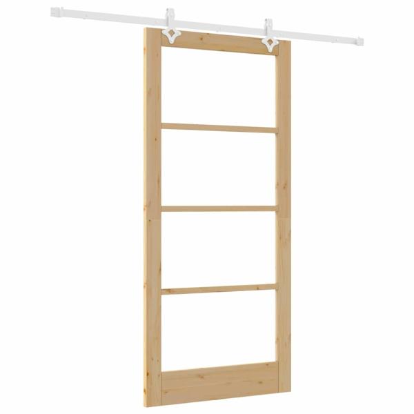 Schiebetür Natur 93 x 202 cm Massivholz Kiefer und Glas
