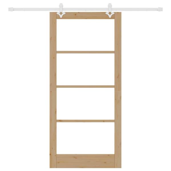 Schiebetür Natur 93 x 202 cm Massivholz Kiefer und Glas