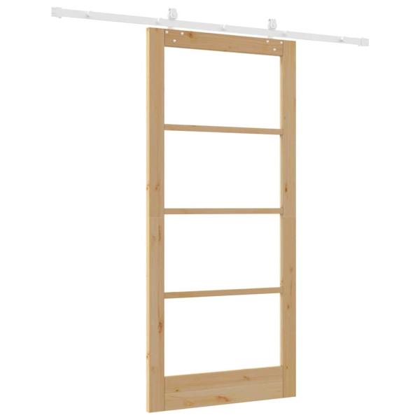 Schiebetür Natur 93 x 202 cm Massivholz Kiefer und Glas