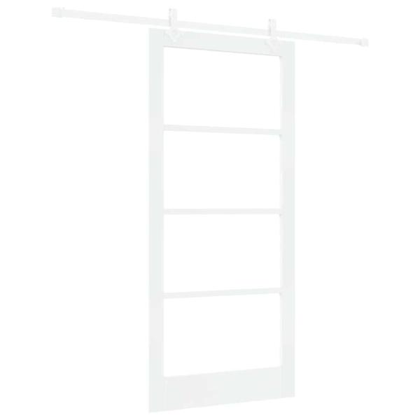 Schiebetür 93 x 202 cm Massivholz Kiefer und Glas Weiß